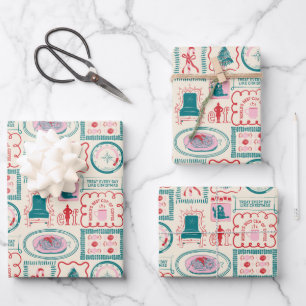 Elf Holiday Icon Pattern Wrapping Paper Sheets