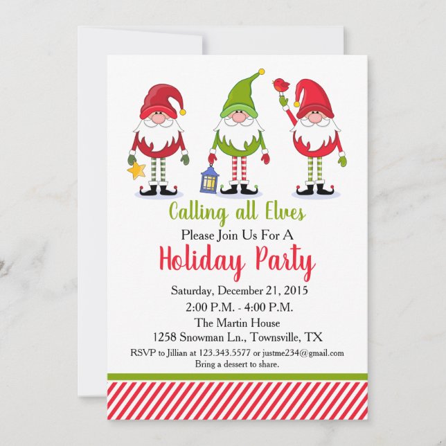 Elf Holiday Party Invitation (Front)