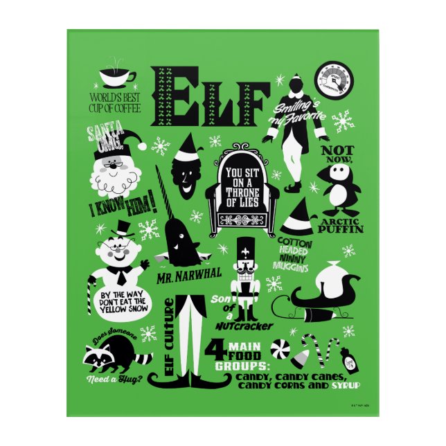 Elf Icons and Movie Quotes Acrylic Print (Front)