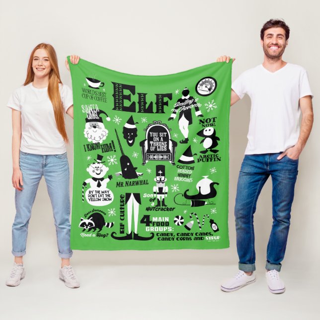 Elf Icons and Movie Quotes Fleece Blanket (In Situ)