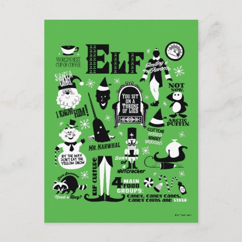 Elf Icons and Movie Quotes Postcard