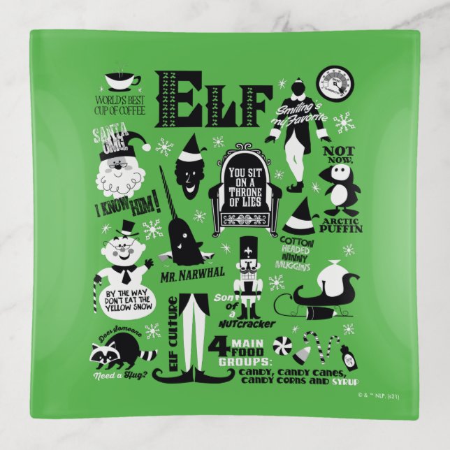 Elf Icons and Movie Quotes Trinket Tray (Front)
