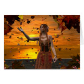 Elf in Falling Leaves Against an Autumn Sunset (Front Horizontal)