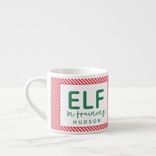 Elf in training red green and white Christmas Espresso Cup