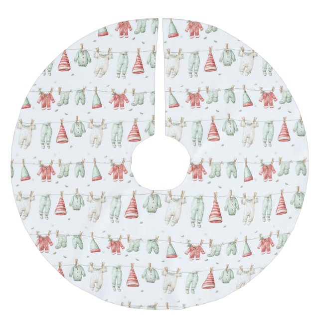 Elf Laundry Pattern  Brushed Polyester Tree Skirt (Front)