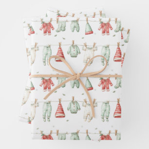 Elf Laundry Pattern Wrapping Paper Sheets