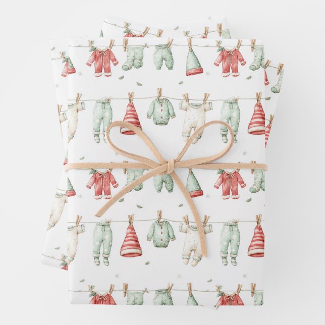 Elf Laundry Pattern  Wrapping Paper Sheets (In situ)