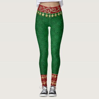 Elf  Leggings for Holidays  Gold, Red & Green!