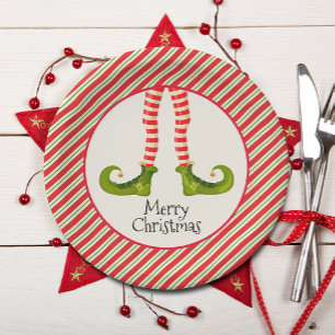 Elf Legs Christmas Holiday Paper Plates