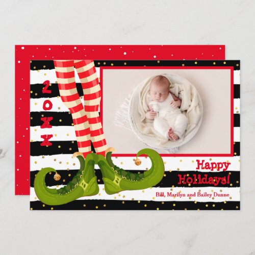 Elf Legs Christmas Photo Holiday Card