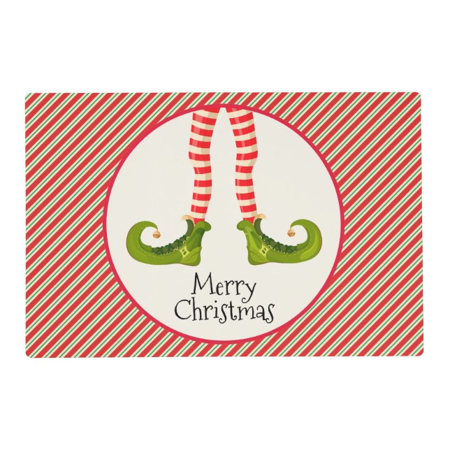 Elf Legs Christmas Stripes Placemat (Front)