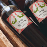 Elf Legs Christmas Wine Label<br><div class="desc">Fun elf legs wearing red and ivory striped tights and green boots with jingle bells, and your holiday Christmas greeting in chic lettering. Personalize these wine bottle labels to serve at your holiday party or to give as gifts or party favors for business gifts, corporate gifts, CHANGE THE WORDING to...</div>