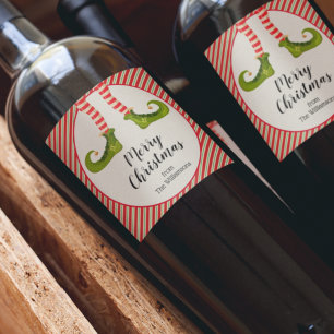 Elf Legs Christmas Wine Label