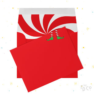 Elf Legs, Green Shoes, Candy Cane Swirl, Red Envelope
