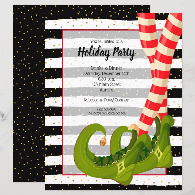Elf Legs Holiday Christmas Budget Invitations (Front/Back)