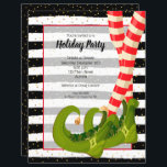 Elf Legs Holiday Christmas Budget Invitations<br><div class="desc">8.5" x 11" paper invitations feature fun striped elf legs with green boots on black and white stripes and your party information in chic lettering on these Christmas holiday party invitations. These affordable invites are printed on 110 lb paper available in 3 sizes. **WHITE ENVELOPES ARE OPTIONAL ON ORDER PAGE....</div>