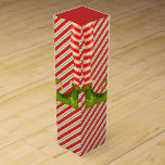 Elf Legs Holiday Christmas Wine Box<br><div class="desc">Fun elf legs wearing red and ivory striped tights and green boots with jingle bells on a red, green and ivory stripe background, add your holiday Christmas greeting and personalization in chic lettering vertically on the back. Use these personalized wine boxes to give your favorite vintage as party favors, business...</div>