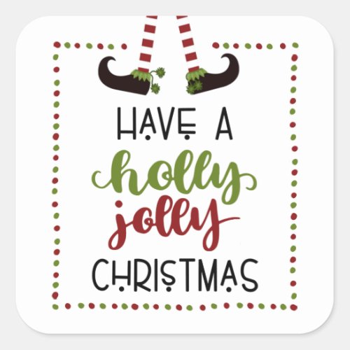 Elf Legs Holly Jolly Christmas Non_Personalized Square Sticker