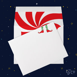 Elf Legs, Red Shoes, Candy Cane Swirl, White Envelope