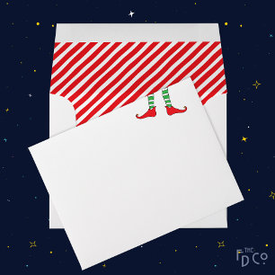 Elf Legs with Candy Cane Striped Inside White Envelope