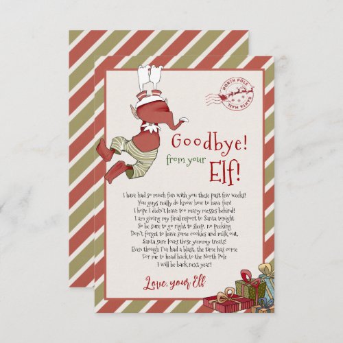 Elf Letter Goodbye from your Elf for Christmas Invitation