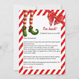 Elf Letter “I’m Back”   Funny North Pole Arrival  Holiday Card