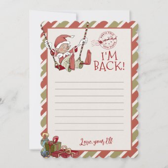 Elf Letter "I'm Back" Editable Notecard | Zazzle