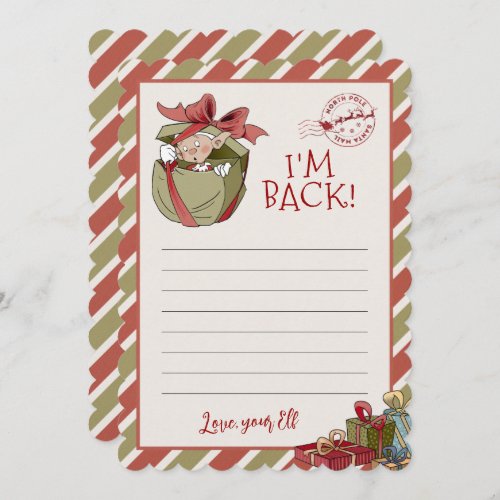 Elf Letter Im Back Editable Notecards