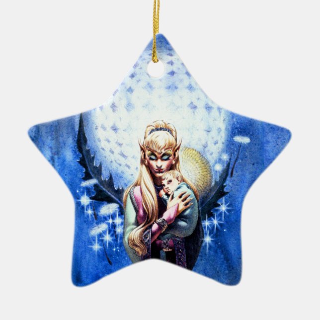 Elf Madonna Ceramic Ornament (Front)