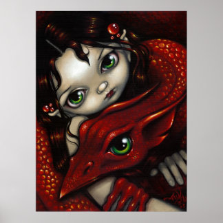Elf Maiden and Her Dragon ART PRINT