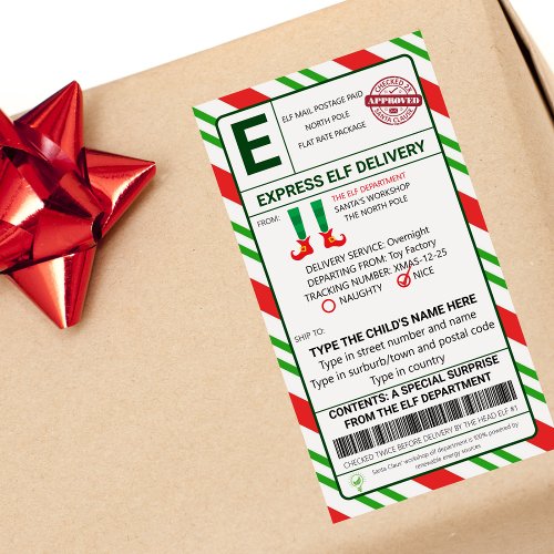Elf Mail Shipping Labels North Pole Stickers