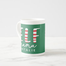 Elf mama festive red, green and white Christmas Bone China Mug