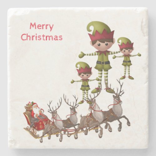 Elf Marble Stone Coaster Christmas