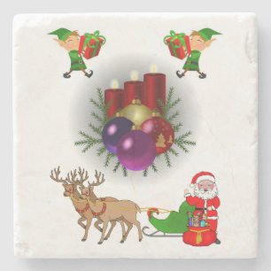 Elf Marble Stone Coaster Christmas