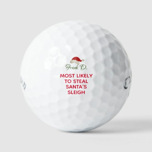 Elf Most Likely To Christmas Personalized Callaway Golf Balls