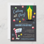 Elf Movie Kids Chalkboard Winter Birthday  Invitation<br><div class="desc">Invite all your family and Friends to your child's winter themed party with these Elf chalkboard invitations. Personalize by adding all your party details!</div>