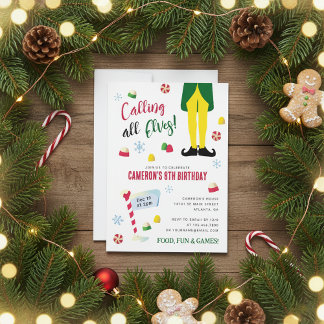 Elf Movie Kids Winter Birthday  Invitation