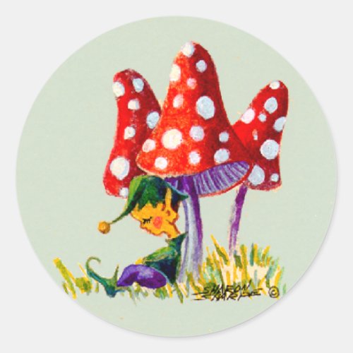 ELF  MUSHROOM  by SHARON SHARPE Classic Round Sticker