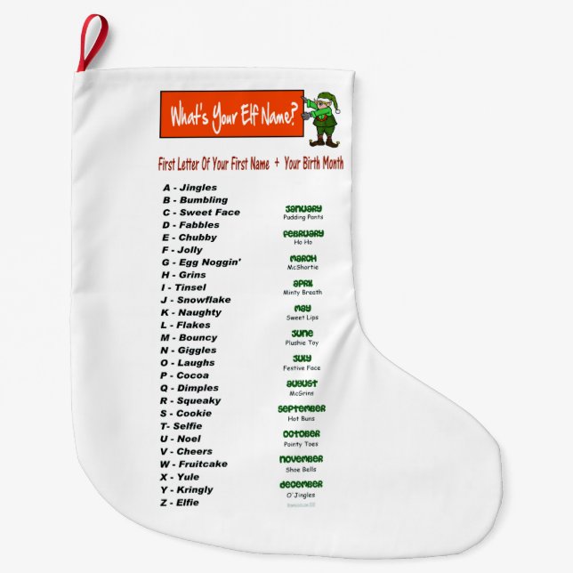 Elf Name Christmas Customize Stocking (Front)
