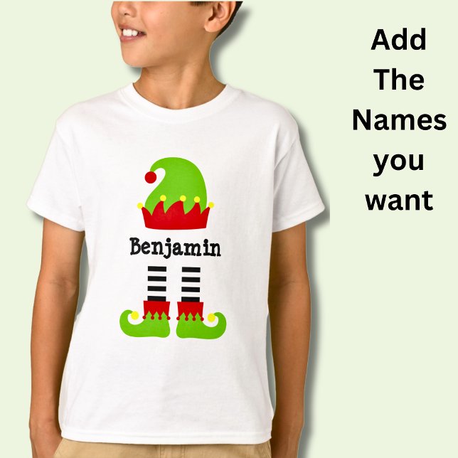 Elf Name Hat & Legs Feet Green Red  T-Shirt (Creator Uploaded)