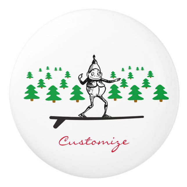 Elf on a Surfboard Thunder_Cove Ceramic Knob (Front)