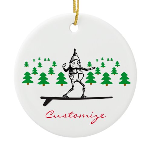 Elf on a Surfboard Thunder_Cove Ceramic Ornament
