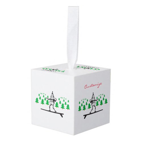 Elf on a Surfboard Thunder_Cove Cube Ornament