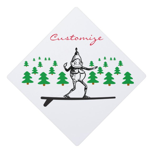 Elf on a Surfboard Thunder_Cove Graduation Cap Topper (Front)