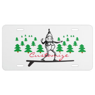 Elf on a Surfboard Thunder_Cove License Plate