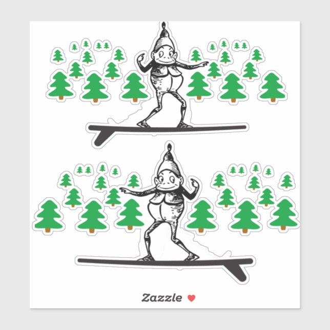 Elf on a Surfboard Thunder_Cove Sticker (Sheet)