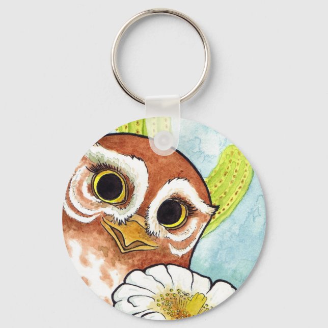 Elf Owl Blossom Keychain (Front)
