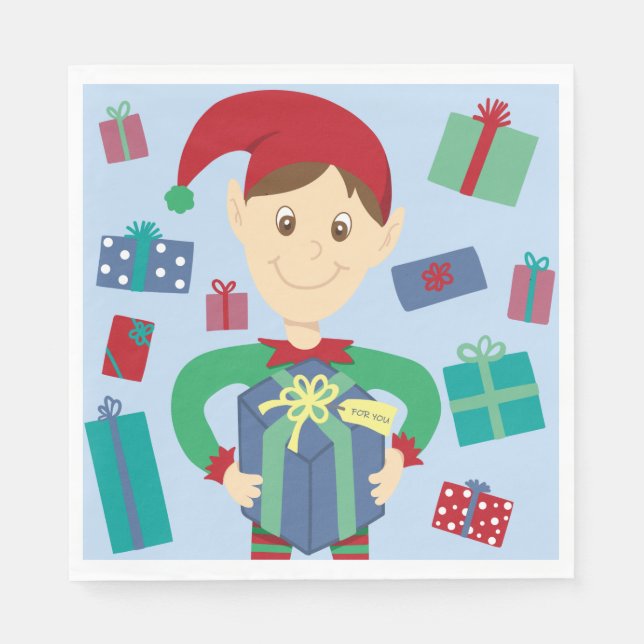 Elf packing gifts napkins (Front)