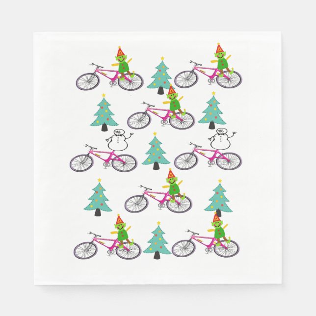 Elf Paper Napkins, Merry Christmas Tree Napkins (Front)