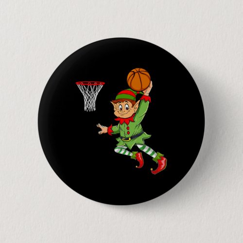 Elf Playing Basketball Thanksgiving Christmas 2021 Button